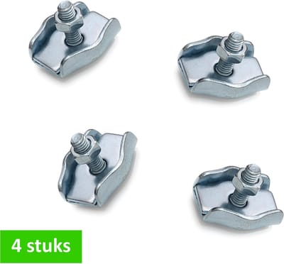 DULIMEX staaldraadklem - Enkelvoudig - Voor (waslijn) draad tot Ø 6 mm - Verzinkt - 4 stuks