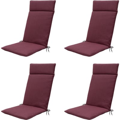 Madison - Tuinstoelkussen Hoge Rug Bordeaux canvas eco+ - Ca. 120x50 cm - Set van 4