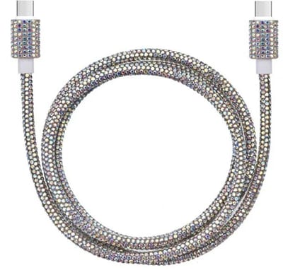 DrPhone CrystalCharge – USB-C Kabel 60W PD – Snelladen – Data Kabel 480Mbps – Luxe Kristal Design – 1M