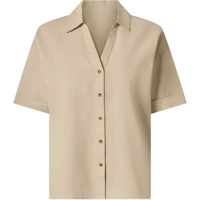 ESMARA Linnen dames blouse (Beige, XS (32/34))