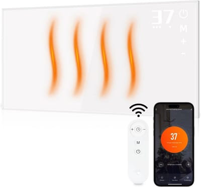 Wandverwarming - Infrarood paneel - Ruimte verwarmen - App en afstandsbediening - 450 Watt - Wit
