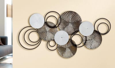 Metalen muurobject ringen muurdecoratie 97 cm x 48 cm