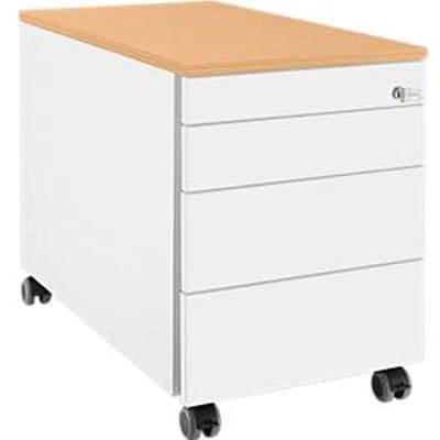 Schäfer Shop  Genius Verrijdbaar ladeblok 1233, wit/blank aluminium/beukenpatroon