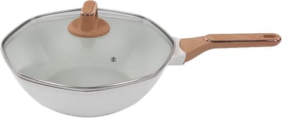 Huishoudelijke Wokpan - Antiaanbakpan Koekenpan - Familierestaurant Koken - Achthoekig Ontwerp - 32 Cm Diameter