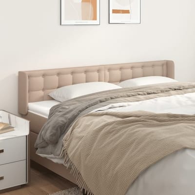 vidaXL - Hoofdbord - met - randen - 183x16x78/88 - cm - kunstleer - cappuccinokleur