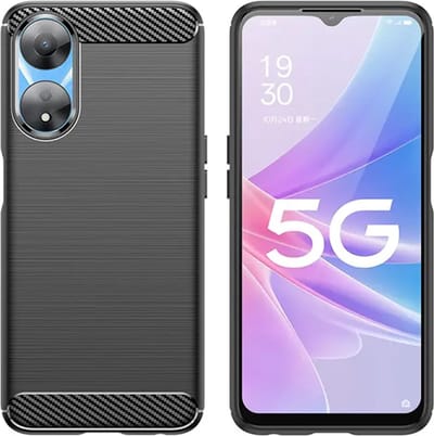 Hoesje geschikt voor Oppo A78 5G - Techsuit Carbon Silicone Back Cover - Zwart