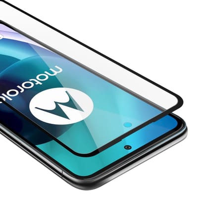 Cadorabo Screenprotector geschikt voor Motorola MOTO G71 5G Volledig scherm pantserfolie Beschermfolie in TRANSPARANT met ZWART - Gehard (Tempered) display beschermglas in 9H hardheid met 3D Touch