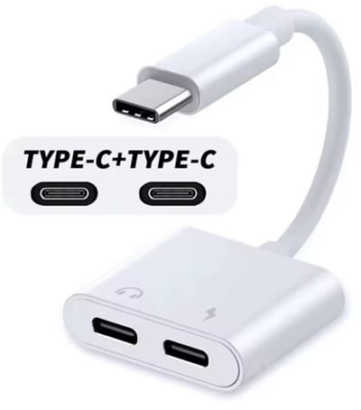 USB-C naar Dubbele USB-C Splitter – 2-in-1 Opladen & Geluid Adapter – Voor Android, iPad & Laptop
