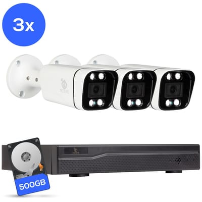 Teceye Compleet Camera Beveiliging Set met 3x POE Camera - Beveiligingscamera - Beveiligingscamera binnen - Beveiligingscamera buiten - CCTV Camera systeem - Beveiligingscamera set - Bewakingscamera set