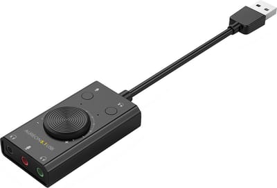 Solvix TERRATEC Aureon 5.1 USB - Compacte 5.1 USB Geluidskaart MAC & PC - 2 x Hoofdtelefoon en 1 x Microfoon - mute en volumeregeling - zwart