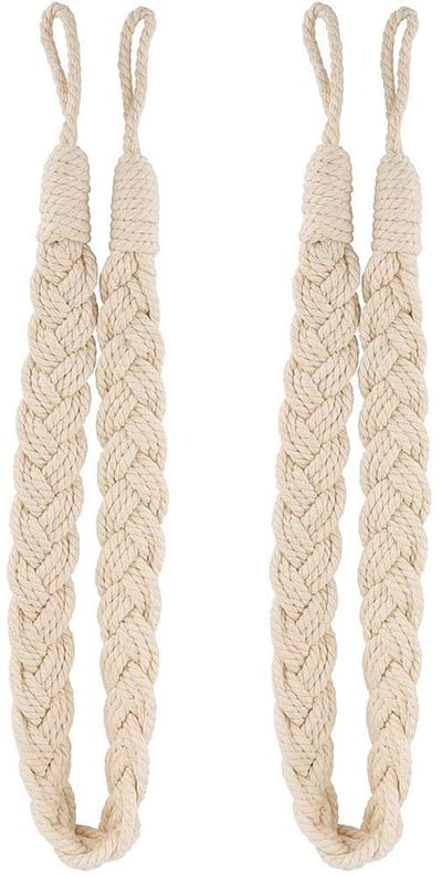 Gordijn Tie Backs Katoenen Gordijn Touw Handbreigordijnen Gebonden Touw Gordijn Touw Tiebacks 2 Stuks voor Thuis Gordijnen en Gordijn Decor voor Woonkamer Slaapkamer Café (Beige)