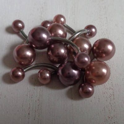 Aramat Jewels | Navelpiercings | Stalen navelpiercing met parel bronskleur | | |8mm | Staal | Volwassenen | Cadeautje