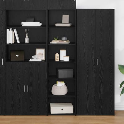 vidaXL - Kast - Zwart - Eiken - 50 - x - 41 - x - 185 - cm - Bewerkt - hout