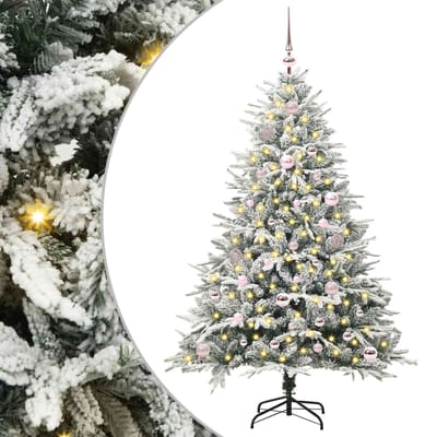 vidaXL - Kunstmatige - Voorverlichte - Kerstboom - met - Ballenset - Groen - 150 - cm
