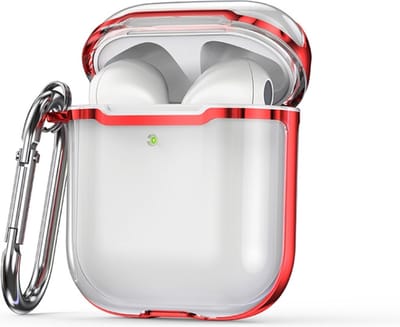 AirPods hoesjes van By Qubix - AirPods 1/2 hoesje - TPU - Split series - Transparant / Rood Airpods Case Hoesje voor Airpods Airpods 1 Airpods 2 Hoes