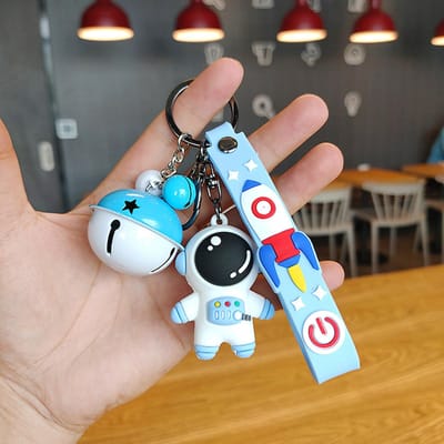 Astronaut Sleutelhanger Schattige Belstijl Veilig Geurloos PVC Materiaal Ruimte Sleutelhangers voor Sleutels Op te BergenBlauw gray