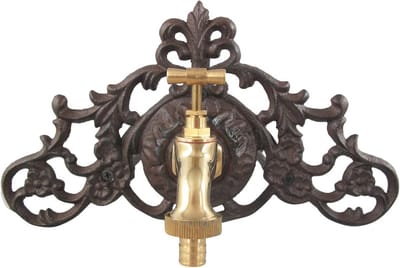 Garden hose holder antique style heavy duty iron wall mount