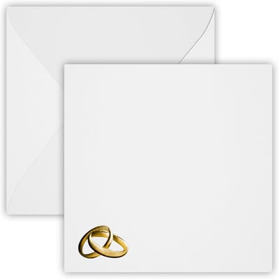 Vierkante Enveloppen - Bruiloft Ringen Goud - Uitnodigingen Versturen - Vochtig Klevende Sluiting - 15 x 15 cm - Wit