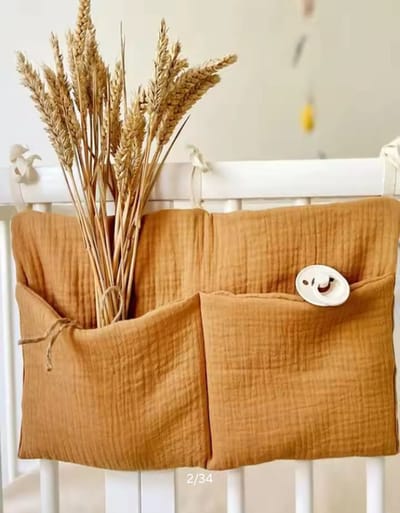 Il Bambini - Hydrofiele Baby Boxopbergtas - Boxzak Organiser - Effen okergeel - 20x39 cm