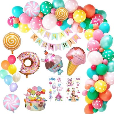 Verjaardagsdecoratie Ballonslinger Set - Pastelkleurige Ballonnen - Donut Feestdecoraties - Meisjes Feestdecoratie - Herbruikbaar - 60 stuks .