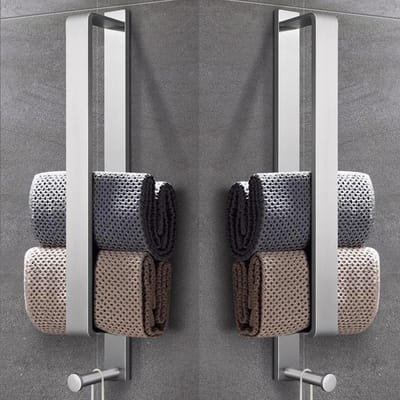 Twee Stuks Handdoekenrek Zonder Boren, Zelfklevend RVS Handdoekenhouder met Haak voor Badkamer en Keuken, 43.5 cm Lang