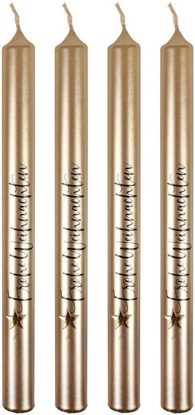 Kerstkaarsen stokkaarsen Kerstcreme 25cm 4 stuks