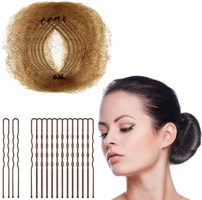 Haaraccessoires set - Haarklemmen - Haarelastiekjes / Scrunchie -Bruin 10 stuks + 50 U-haarklemmen -Geschikt voor kort en fijn haar.