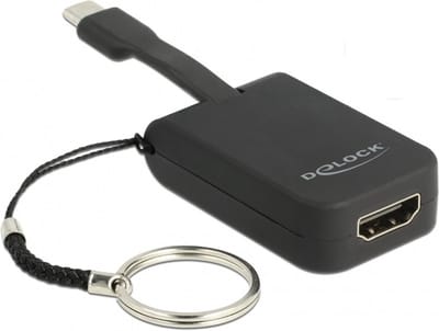 Premium USB-C naar HDMI adapter sleutelhanger met DP Alt Mode (4K 30 Hz) / zwart - 0,05 meter