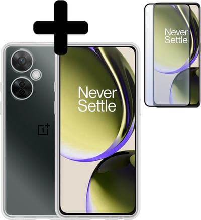 Hoesje - Met Screenprotector - Geschikt voor OnePlus Nord CE 3 Lite - Sterk & Shockproof - Back Cover - Siliconen Case - Telefoon Hoes - Telefoonhoesjes - Transparant
