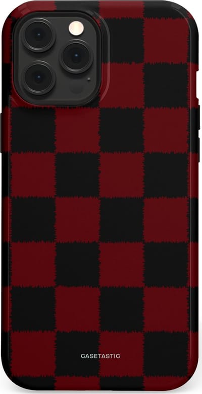 Casetastic hoesje geschikt voor Apple iPhone 12 Pro Max - MagSafe - Dubbellaagse bescherming - De Houthakker - Fashion Case - Zwart Bordeaux