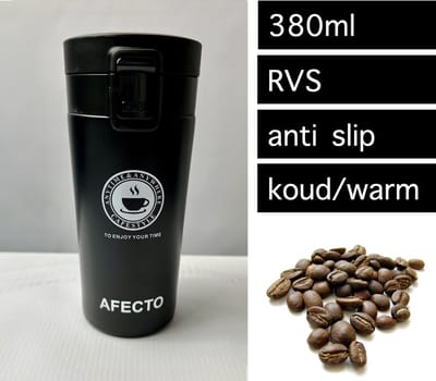 ‎COFFEE TO GO BEKER - ZWART - 380ml - DUBBELWANDIG - RVS