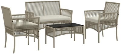 Innovastore Tuinmeubelset - Tuinmeubelen - Zitgroep - Tuinmeubilair - Loungeset - Tuinset - Rotantuinset - 4delig - Khaki