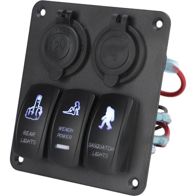 3-Gang Schakelaarpaneel 12V‑24V Dubbele USB-oplader Sigarettenaansteker Contact AAN UIT Schakelaar voor Vrachtwagen RV Jacht black
