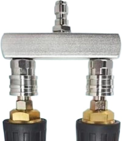 Hogedruk Mondstuk - Dubbele Sproeiadapter - Efficiënt Reinigen - 2-in-1 Functie - 1/4 Inch Adapter - Zilver
