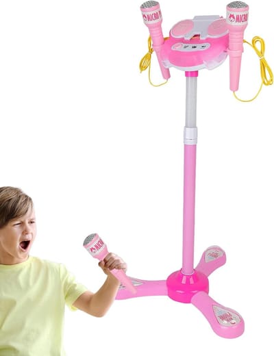 Kinder Microfoon - Speelgoed Microfoon - Muziek Spelen - Met Statief - 89x35x27cm - Roze