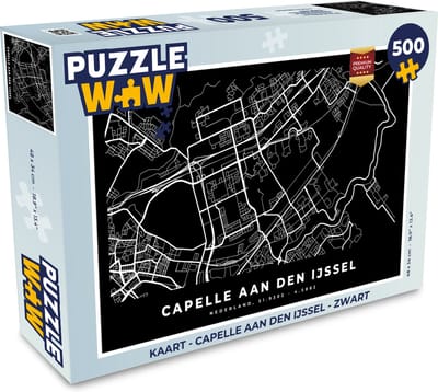 Puzzel Kaart - Capelle aan den IJssel - Zwart - Legpuzzel - Puzzel 500 stukjes