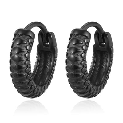 Mendes Oorbellen RVS zwartkleurig – Textuur Hoops