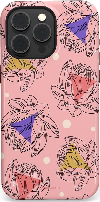 Casetastic Hoesje Geschikt voor Apple iPhone 15 Pro Max Magsafe - Stijlvolle Beschermende Duo-layer Case - Bloemen Pastel Roze