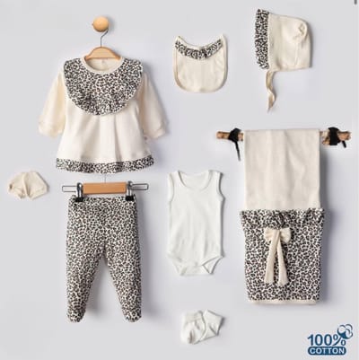 Leopard - 8-delige Newborn Baby Kleding Set meisjes - Newborn kleding set - Newborn set - Babykleding - Babyshower cadeau - Kraamcadeau