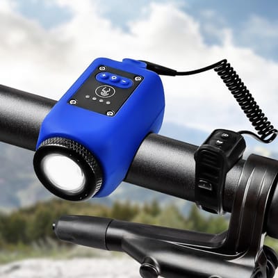 VHV Fietslamp - Fietsverlichting - Fietslicht - Elektrische Fietsclaxon Met Fietsverlichting - 110 Db - 5 Geluidsstanden - Oplaadbare Waterdichte Fietslamp Met Claxon Voor Kinderen En Volwassenen, Mtb- En Racefietsaccessoires - Blauw