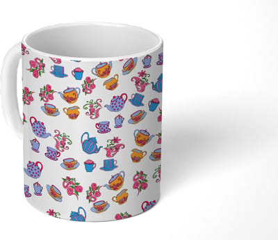 Mok - Koffiemok - Patronen - Thee - Rozen - Theepot - Mokken - 350 ML - Beker - Koffiemokken - Theemok