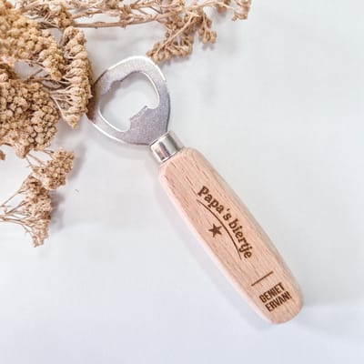 Studiolicious | Houten flesopener Papa’s biertje - Bieropener - Vaderdag - Verjaardag - Kerst
