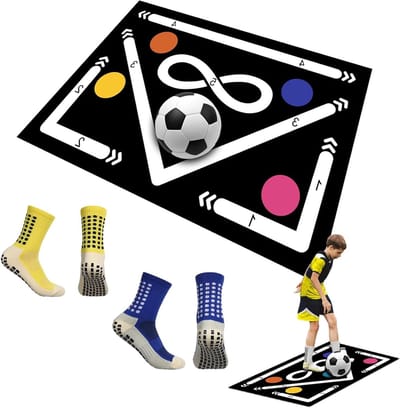 Voetbal Trainingsmat - Balcontrole Mat - Voetbalvaardigheden Verbeteren - Stille Schokabsorptie - 60 x 90 cm - Zwart