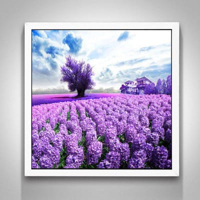 Diamant borduurwerk lavendel bloem DIY kruissteek diamant schilderij landschap diamant mozaïek 30X30CM purple