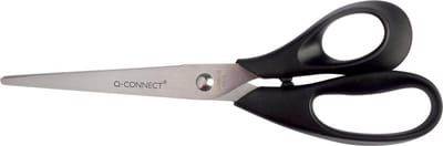 Q-CONNECT schaar | ft 21 cm | rechts | ronde punt | RVS | zwart | blister van 1 stuk