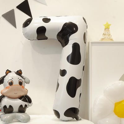 Koeienprint Ballon Verjaardagsdecoraties Benodigdheden 1 Stuk 40 Inch Digitale Ballon COW Thema Cijfer Ballonnen voor Verjaardagsfeest Boerderij Schuur Decor 7