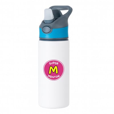 Hacebo® - Super mentor waterfles met rietje blauw - Mentor - een mentor - school - verjaardagscadeau - afscheidscadeau - kado - gift - geschenk - water fles - 650ML