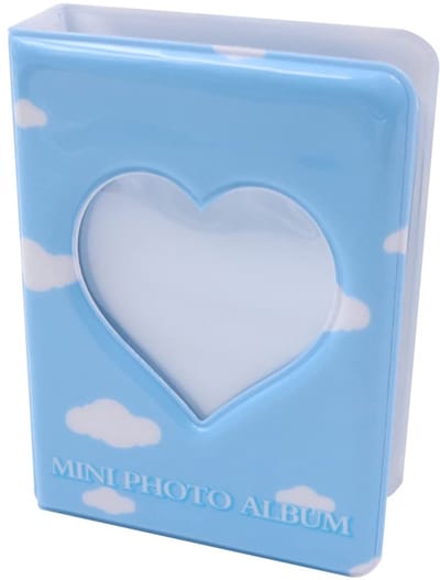 JHUBERS- Fotoalbum Mini - 3 Inch Instap - Blauw met Wolken - Hoogwaardig PVC - 11x8x2.5 cm - Voor Foto's en Kaarten - Fotoboek