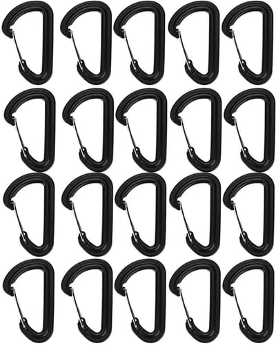 Dailygoods- Karabijnhaak 20 stuks - D-vormige Kunststof - Vergrendelingsgesp - Lichtgewicht - Voor Camping/Wandelen - Met Borging - Clips