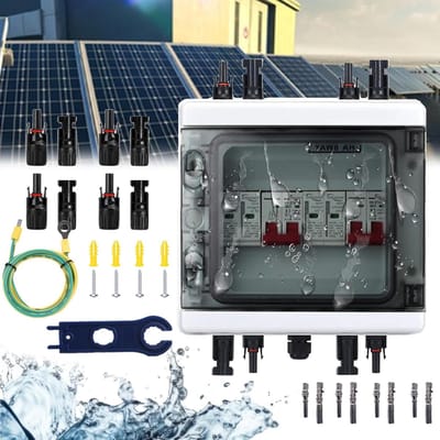 Overspanningsbeveiliging - DC schakelaar - Zonne-energie installatie - IP65 waterdicht - 1000 V 40 A - Grijs